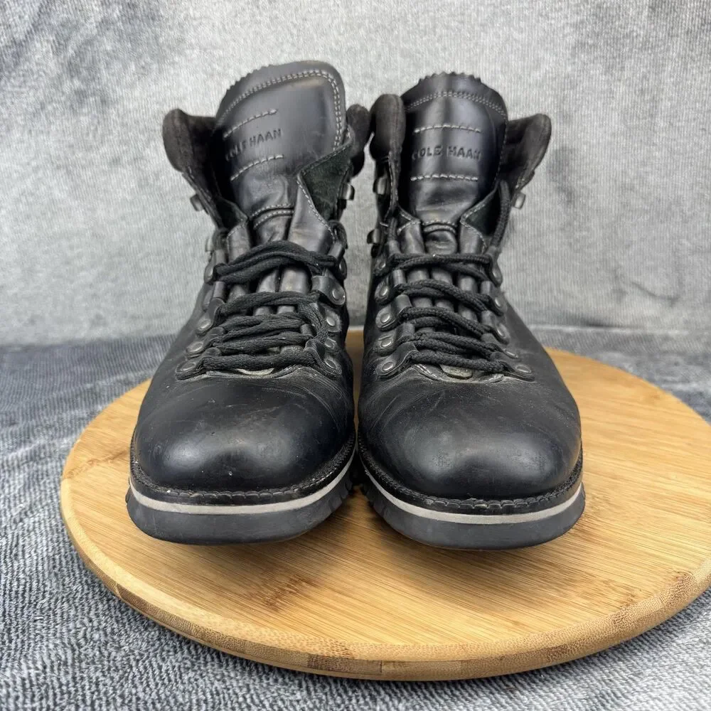 Cole Haan Boots Mens Size 10.5 Black Zerogrand Hiker Leather Lace Up C30403